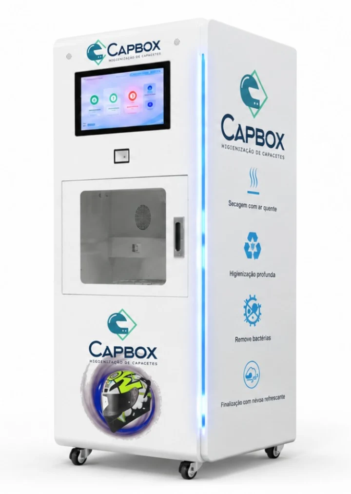 Máquina CAPBOX PRO branca, vista em perspectiva